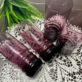 Стаканы Стрыйского СЗ. Марганцевое стекло с фактурой! Редкие! Цена за 4шт. Картинка 4